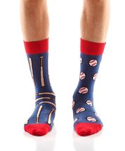 Yo Sox Men's Premium Crew Socks Baseball Motifs Cotton Antimicrobial 7-12 image 3