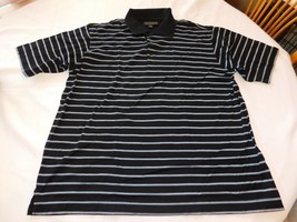 Cutter &amp; Buck Men&#39;s short sleeve polo shirt Size L large Black Blue Stri... - $22.71