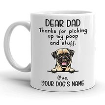 Personalized Pug Coffee Mug, Custom Dog Name, Customized Gifts For Dog Dad, Fath - £11.82 GBP