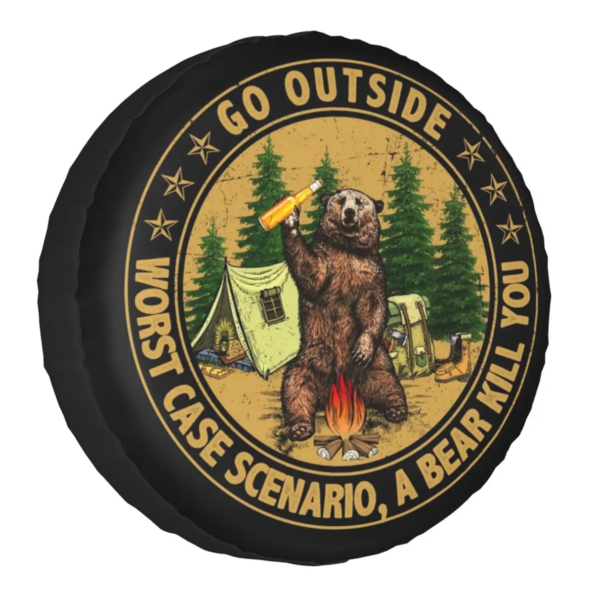 Go Outside Worst Case Scenario A Bear Kill You Tire Cover 4WD 4x4 SUV Bears Beer - £16.03 GBP+