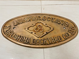 Placa de bronce vintage marina original Kurushima Dockyard construida en... - $425.51