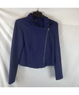 Torrid Cropped Moto Jacket Size 2 Textured, Navy Blue Asymmetrical Zip - $351.46 MXN