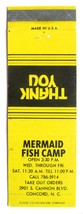 Mermaid Fish Camp - Concord, North Carolina Restaurant 20 Strike Matchbo... - £1.39 GBP