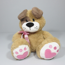 Animal Adventure Dog 11 in Plush Stuffed Animal Brown Pink Bow Sitting 2018 Pup - £15.07 GBP