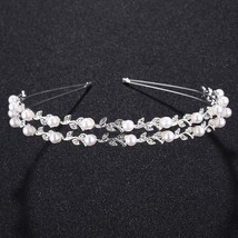 Fashion Bride Crown Leaf shape Rhinestone Wedding Headband ivory white P... - £13.28 GBP