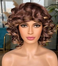 ANNIVIA-X Short Afro Curly Wigs with Bangs for Women Kinky Curly Hair Wig Big... - £15.01 GBP