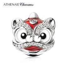 925 Sterling Silver Clear CZ Mixed Enamel Chinese Lion Dance Charms Red Enamel B - £41.42 GBP