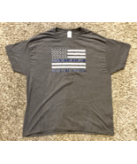 Blue Lives Matter T-Shirt Men XL Extra Large Gray USA Flag Police Cops P... - $18.69