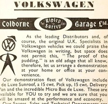 1954 Colborne &amp; Sons Ltd Volkswagen Dealer Advertisement Automobilia E89G1 - €17,25 EUR