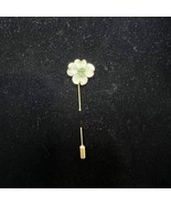 Vintage Gold Tone With White &amp; Green Ceramic Dogwood Stick Pin (3486, 1-2) - $15.00