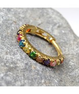 Vero Oro Indiano Multicolore Zirconia Cubica Cerchio Naso Anello Clicker... - €72,76 EUR