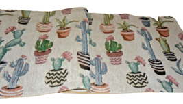 New Cactus Pots Tapestry Table Runner 13&quot; X 72&quot; Succulent Garden Western Decor - $23.75