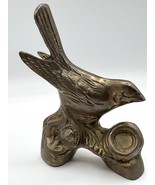 Vintage Solid Brass Bird on Tree Branch Nest Songbird Perched Limb 5&quot;x4&quot;... - $50.03 CAD