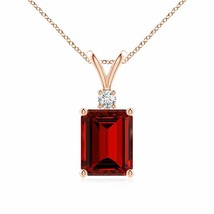 ANGARA Lab-Grown Ruby Solitaire Pendant with Diamond in 14K Gold (9x7mm,3 Ct) - £1,209.56 GBP