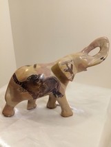 Hand-Carved Kenyan  Stone Decorated Elephant Figurine 5 1/4&quot; tall Made in Kenya - £25.81 GBP