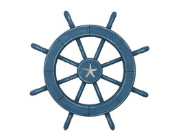 Rustic All Light Blue Decorative Ship Wheel With Starfish 18&quot;&quot; - £50.00 GBP
