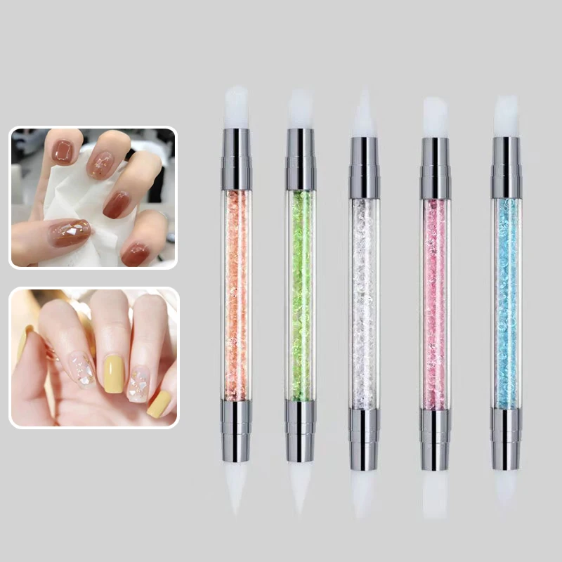 Nail Art Silicone Brush 1Pcs Carving Painting Pencil UV Gel DIY Polish Dual-head - £6.23 GBP