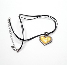 COOKIE LEE Heart Pendant Necklace Silver Tone Corded Reversible EUC - $15.79