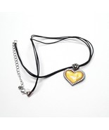 COOKIE LEE Heart Pendant Necklace Silver Tone Corded Reversible EUC - £12.42 GBP
