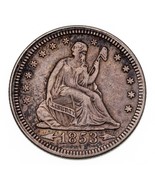 1853 Arrows &amp; Rays 25C Seated Liberty Quarter in Extra Fine XF Condition - $3,763.16 MXN