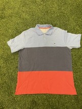 Vineyard Vines Colorblock Mens Polo Shirt Size L Blue Red Cotton Short S... - $14.77