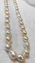 Handmade White Golden South Sea Multi-Color Baroque Pearl necklace X&#39;mas gift - £949.04 GBP