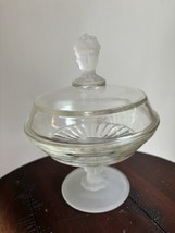 Vintage &quot;Three Faces&quot; Pedestal COVERED/LIDDED Compote - 8&quot; Lid On - £34.23 GBP