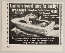 1963 Print Ad Stamas Deluxe 26&#39; Fiberglass Cabin Cruiser Tarpon Springs,FL - £7.28 GBP