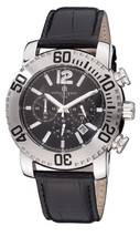Charles-Hubert- Paris 3855-L Black Dial Chronograph Watch with Leather Strap - £145.64 GBP