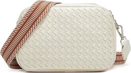 Woven Crossbody Bag Women’s Small Vegan Leather Shoulder Purse Ivory - $14.85