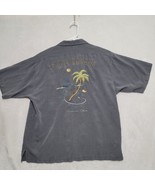 Tommy Bahama Men’s Hawaiian Shirt L Beige Gray Floral 100% Silk Short Sl... - £28.17 GBP