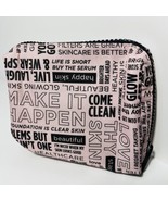 BeautyBio Canvas Makeup Storage Cosmetic Bag Case Pink Zip around - $12.99