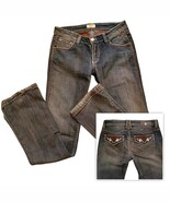 Vintage Antik Denim Dark Wash Leather Pocket  Flare Leg Jeans Coastal Co... - $98.00