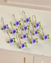 Set of 12 Shower Curtain Hooks Cassidy Purple Flower Floral Bath Home Decor - $19.75