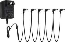 Guitar Pedal Power Supply Adapter 9V DC 1A Tip Negative 6 Way Daisy Chain Cables - £27.52 GBP