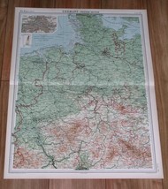 1922 Original Vintage Map Of Northwestern Germany Hamburg Bremen Hanover Köln - £20.24 GBP