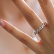 3.20Ct Round Cut Diamond Full Eternity Wedding Ring Band 14K White Gold Finish - £67.24 GBP