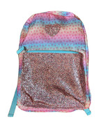 Girls Pink Backpack Sparkle Hearts Ombre Lightweight 2 Zipper Compartments - £15.26 GBP
