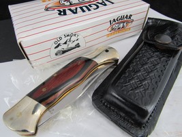 Vintage pocket knife &quot;OLD SMOKY&quot; sheath Jaguar hunter NEW &amp; NEVER USED! - $46.74