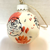Vintage C and D Glass Ball Christmas Ornament Roses Hand Painted 2 inches - £8.42 GBP