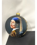 Glass Xmas Ornament Girl with a Pearl Earring Portrait Polish Painted Ve... - £20.46 GBP