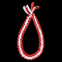 Red And White Braided 4 Ribbon Graduation Gift Lei Hand Made 2.5” Wide - £13.97 GBP