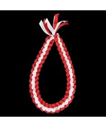 Red And White Braided 4 Ribbon Graduation Gift Lei Hand Made 2.5” Wide - £13.89 GBP
