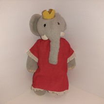 Babar The Elephant 14&quot; Celeste Plush Vintage EDEN 1977 w/Crown &amp; Red Dress - £11.83 GBP