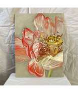 Flower original oil painting, gentle, pink, art, bedroom living room, ho... - £105.20 GBP