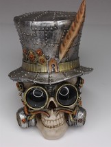Steampunk Skull - Resin - Top Hat Googes Gears - $23.36