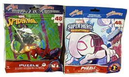 Lot of 2 DC Marvel Spider-Man &amp; Spider-Gwen 48pc Puzzle On the Go! New &amp; Sealed - £6.84 GBP