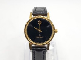 Peugeot Watch Womens New Battery Balck Dial Gold Tone 28mm - $24.99