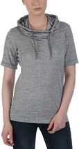 Bench Women&#39;s Heather Grey Rollreach Short Sleeve Jumper Hooded Shirt NWT - $44.65