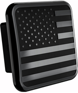 American Black Metal Flag Trailer Hitch Cover - Patriotic Flag Plug (Bla... - $25.44 CAD
